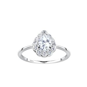 Sterling Silver Pear Cut Ladies Ring. Size 7. New.